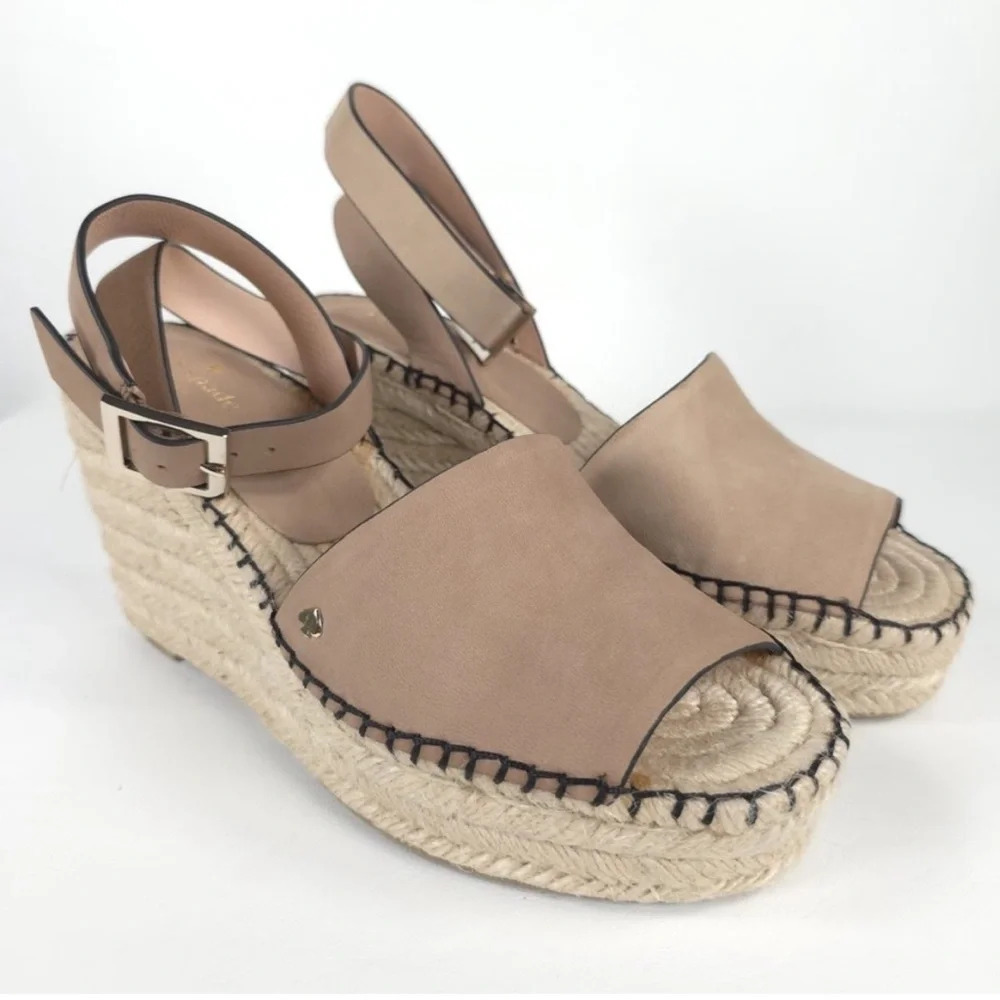 KATE SPADE FELIPA LEATHER
Espadrilles Wedge Sandal Slingback 
PEANUT Tan 9.5M